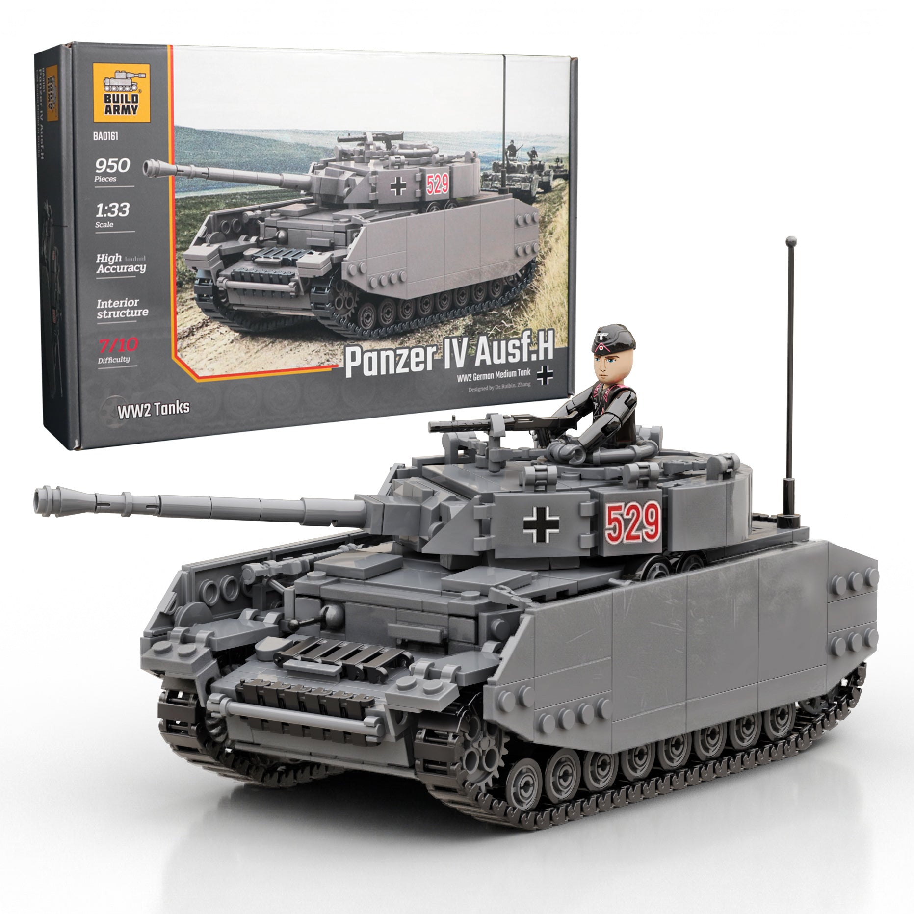 build-army-ba0161-panzer-iv-ausf-h-panzermodell-1-33-mit-interieur image 1