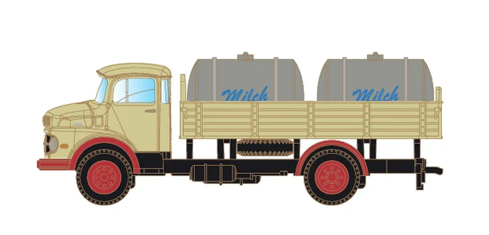 hobbytrain-mb-l322-pritsche-modell-lkw-milchtank image 1