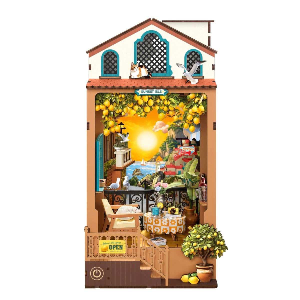 robotime-tgb18-sunset-isle-book-nook-holzbausatz image 1
